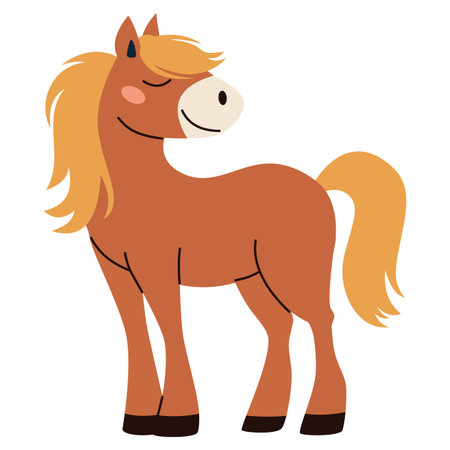 Flat vector illustration. Farm animals, cute nester horse on white background . Vector illustrationのイラスト素材