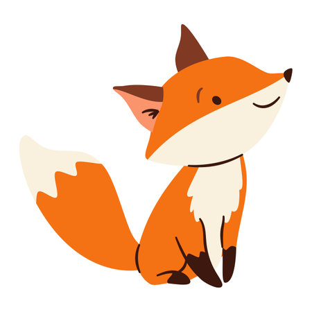 Flat vector illustration. Cute forest kind fox. Child illustration on white background . Vector illustrationのイラスト素材