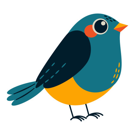 A cute bird with big eyes. Vector illustration in a simple childrens style on a white background. . Vector illustrationのイラスト素材