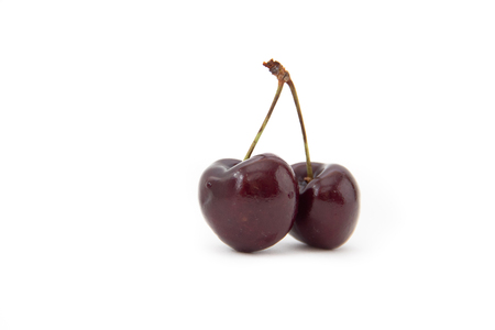 Sprig of cherry isolated on white background. Berry on a white backgroundの写真素材