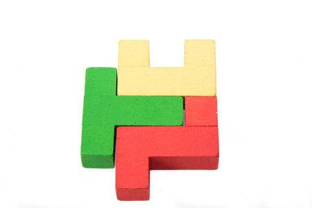 Children's puzzle on a white backgroundの写真素材