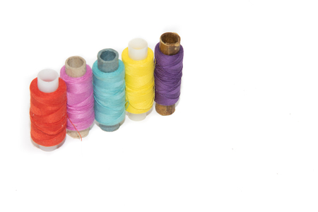 colored thread on white background. items for embroidery. handmadeの写真素材