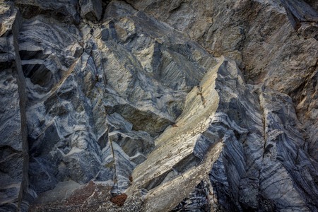 Marble quarry Ruskeala. Invalid marble quarry. Sights of Karelia in Russia. Quarry marble. Pieces...