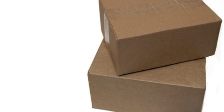 Cardboard box on a white background. Isolated object. Product packagingの写真素材