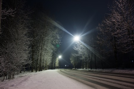 winter snowy road. snow lies near the road. winter pictureの写真素材