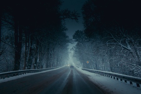 winter snowy road. snow lies near the road. winter pictureの写真素材