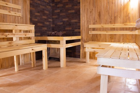 Sauna is wooden. Body rest. Steam on the coals. Improve health