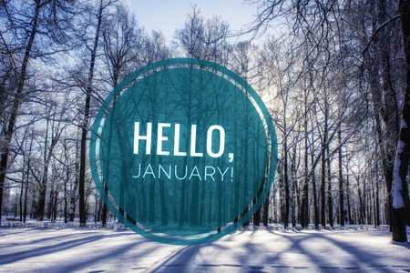 Hi January photo. The beginning of the New Year. Greeting card. Hi, January