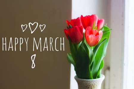 Postcard on March 8. Congratulations on the feast of women.の写真素材