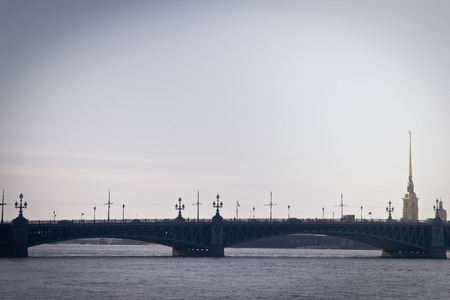 Neva River in the city center. City water. The architecture of the city. April 23, 2018, Russia, St. Petersburg, Neva.のeditorial素材