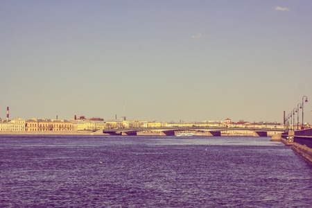 Neva River in the city center. City water. The architecture of the city. April 23, 2018, Russia, St. Petersburg, Neva.のeditorial素材
