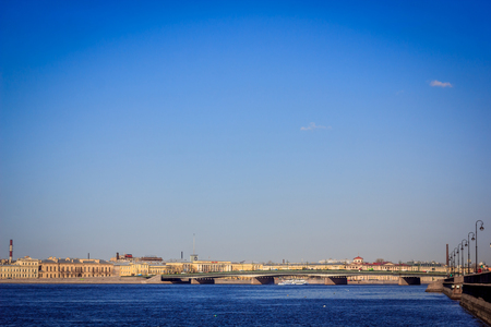 Neva River in the city center. City water. The architecture of the city. April 23, 2018, Russia, St. Petersburg, Neva.のeditorial素材