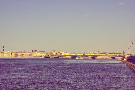Neva River in the city center. City water. The architecture of the city. April 23, 2018, Russia, St. Petersburg, Neva.のeditorial素材