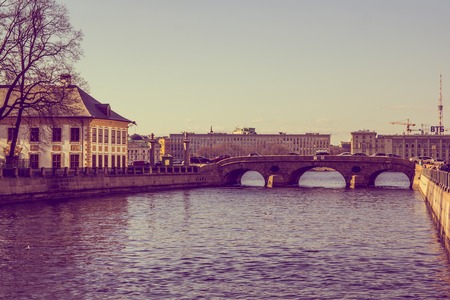 River Fontanka. City water. The architecture of the city. April 23, 2018, Russia, St. Petersburg, Neva.のeditorial素材