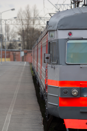 The train at the station. Russian railway. The train is waiting for passengers. April 29, 2018,...