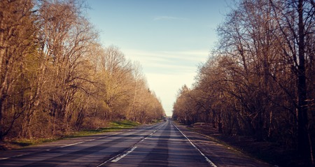 Russian asphalt road. Good smooth road. Travelling by car. New roadの写真素材