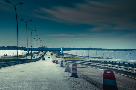 Russian asphalt road. Good smooth road. Travelling by car. New roadの写真素材