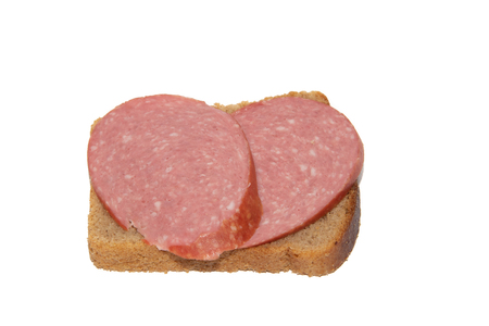 Sandwich bread with sausage isolated on white background. isolated sandwich. bread with sausageの写真素材
