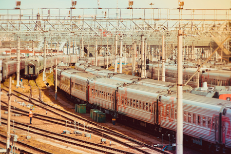The cars of the Russian passenger train. Russian railway. travel around the country. St. Petersburg Russia August 7, 2018のeditorial素材