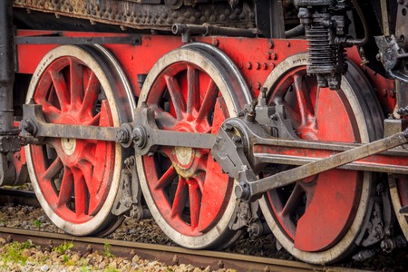 Old Russian locomotive on the railway. Old black locomotive. Smoke from the engine. Russian railway. Locomotive. Russia, Leningrad region October 7, 2018のeditorial素材