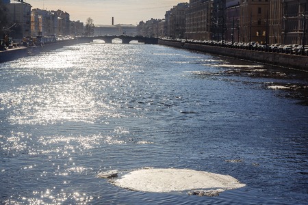 Obvodny Canal in St. Petersburg. Quay bypass channel. Russia, St. Petersburg, April 12, 2018のeditorial素材