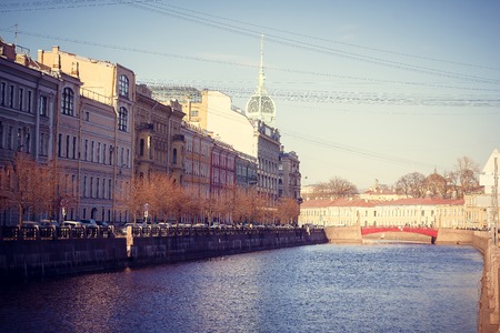 River Moika. Embankment of the river Moika. Russia, St. Petersburg, April 12, 2018のeditorial素材
