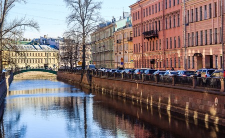 Griboyedov Canal. Embankment of the Griboedov Canal. Russia, St. Petersburg, April 12, 2018のeditorial素材
