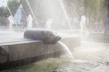 Fountains in the Park 300 anniversary. City fountains. Water pressure. Russia St. Petersburg June 16, 2018のeditorial素材