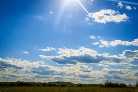 Summer landscape in the field. Field sky clouds. Russian spacesの写真素材