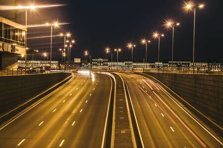 Exposure road. Asphalt road. Highway. Russia St Petersburg July 13 2018