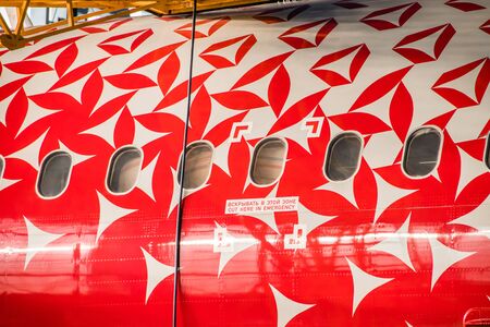 Airplane hangar. Airline Russia. Collect aircraft. New aircraft. Official spotting at Pulkovo Airport, St. Petersburg Russia November 28, 2018のeditorial素材