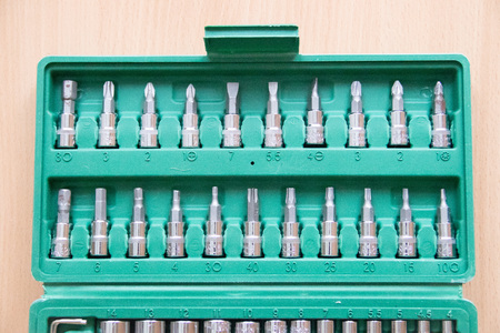 Set of screwdrivers. Set of tools . Screwdrivers in the case. Repair and construction