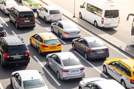 cars, city traffic, traffic jams, a stream of cars. Traffic jam. A lot of cars. Machines without...
