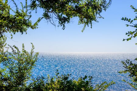 Black Sea in Anapa. Russian south. Sea in clear weather. Blue ocean. Rest in the Russian south. Sea background.の写真素材
