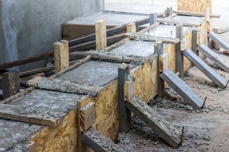Pouring the concrete base of the house. Formwork Home construction. Technology pouring concrete....