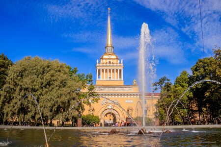 Admiralty in the summer. Buildings and architecture. Sights of St. Petersburg. Russia, St. Petersburg September 5 2019のeditorial素材