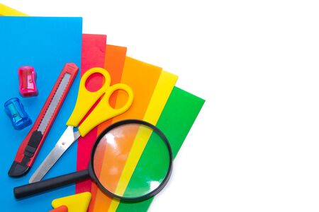 Stationery isolated on whiteの写真素材