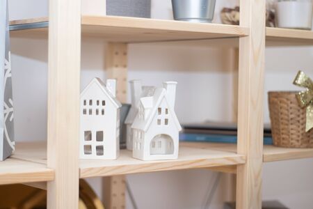 Bright Christmas kitchen . Kitchen interior. Holiday decoration. Warmth and comfort in the houseの写真素材