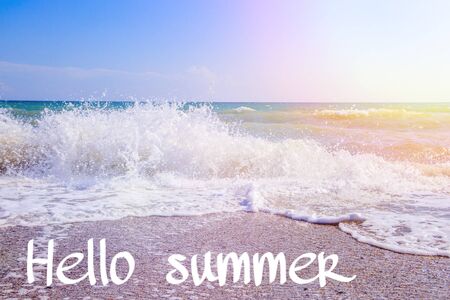Banner Hello summer with  Sea wave.の写真素材