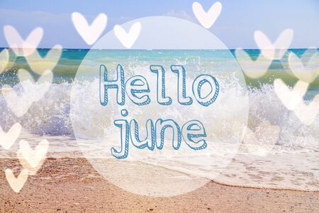 Banner Hello June with sea wave.の写真素材