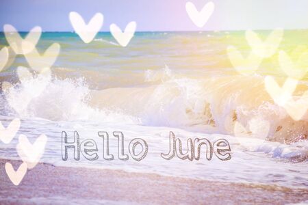 Banner Hello June with sea wave.の写真素材