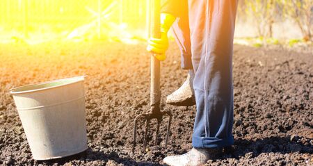 Digging of soil in the spring.の写真素材