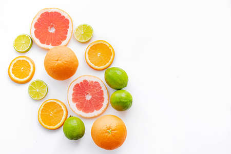 Colored fruits. The citrus family.の写真素材