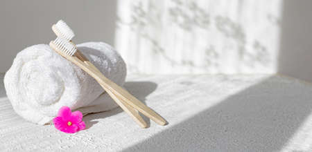 Bamboo brushes and towels.