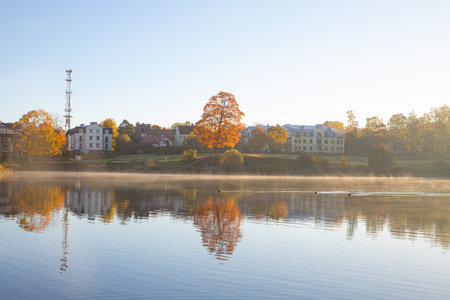 Bright sunny autumn landscape. Autumn picture. High quality photoの写真素材
