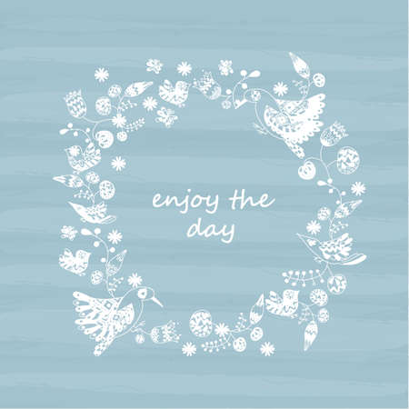 Stylish floral card in vector. Ideal for wedding invitation. Save the date card. Romantic wreath with place for your textのイラスト素材