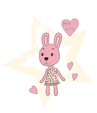 Hand drawn portrait of a rabbit in a dress.のイラスト素材