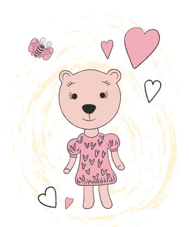 Cute bear hand drawn portrait.のイラスト素材