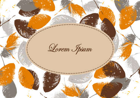 Autumn background. Banner, label with grunge leaves. Silhouettes of leavesのイラスト素材