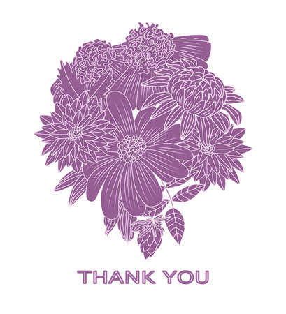 Greeting card bouquet of flowers. Vector illustration of silhouettes of flowers.のイラスト素材